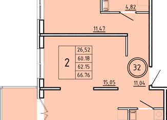 Продажа двухкомнатной квартиры, 60.18 м2, посёлок Шушары, Образцовая улица, 6к3, ЖК Образцовый Квартал 8