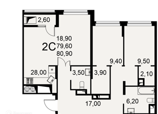 2-ком. квартира на продажу, 79.6 м2, Рязань, Интернациональная улица, 20, ЖК Легенда
