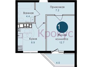 Продажа однокомнатной квартиры, 34.7 м2, село Гайдук, улица Труда, 8