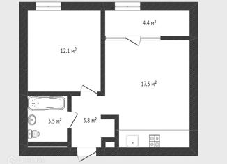 Продаю 1-ком. квартиру, 41.2 м2, деревня Дударева, улица Сергея Джанбровского, 4, ЖК Андерсен Парк