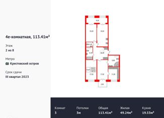 Продам 3-ком. квартиру, 113.7 м2, Санкт-Петербург, ЖК Гранд Вью, жилой комплекс Гранд Вью, к1