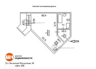 Квартира на продажу студия, 32 м2, Санкт-Петербург, проспект Наставников, 34, муниципальный округ Пороховые