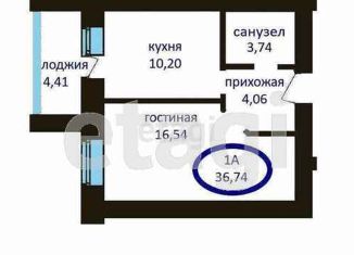 1-комнатная квартира на продажу, 36.74 м2, Тюмень, улица Тимофея Кармацкого, 7, ЖК Ария