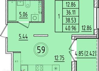 Продается однокомнатная квартира, 36.11 м2, посёлок Шушары, Образцовая улица, 6к2, ЖК Образцовый Квартал 8