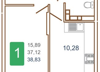 Однокомнатная квартира на продажу, 40.75 м2, Краснодар, улица Кирилла Россинского, 3/1, улица Кирилла Россинского