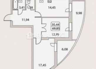 2-комнатная квартира на продажу, 62.1 м2, Красногорск, Парковая улица, 8