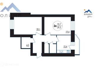 Продаю двухкомнатную квартиру, 70.7 м2, Вологодская область, улица Гагарина, 80Ак4