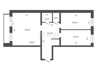 Продаю трехкомнатную квартиру, 88.1 м2, Красноярск, Линейная улица, 122