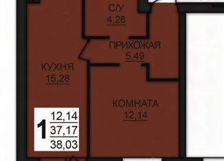 Продаю однокомнатную квартиру, 38 м2, Ивановская область, деревня Дерябиха, 80