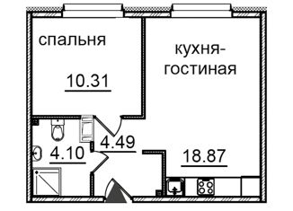 1-комнатная квартира на продажу, 39.76 м2, Санкт-Петербург, Витебский проспект, 99к1, муниципальный округ Гагаринское