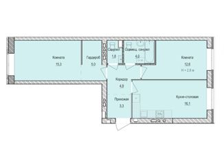 Продается 2-ком. квартира, 63 м2, село Завьялово, Гольянская улица, 1Б