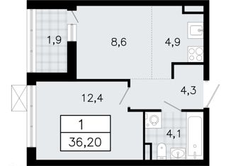 Продажа квартиры студии, 36.2 м2, Всеволожск, микрорайон Южный, 1.3