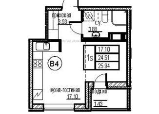 Продажа квартиры студии, 26 м2, Мурино, Ручьёвский проспект, 17к1