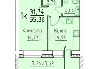 Продажа 1-ком. квартиры, 36 м2, деревня Кисловка, бульвар Николая Гумилева, 4, ЖК Рябиновый