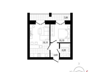 1-комнатная квартира на продажу, 36.8 м2, Берёзовский, улица Старателей, 11/2, ЖК Уют-Сити