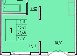 Продаю 1-комнатную квартиру, 40.61 м2, Санкт-Петербург, Образцовая улица, 6к2