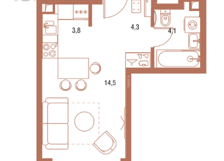 Продаю квартиру студию, 26.3 м2, Москва, 2-я Хуторская улица, 34, 2-я Хуторская улица