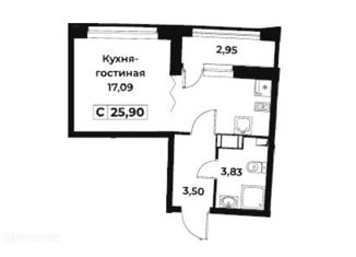Квартира на продажу студия, 26 м2, Мурино, проспект Авиаторов Балтики, 29к2, ЖК Авиатор