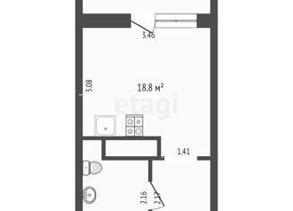 Продается квартира студия, 18.8 м2, деревня Дударева, улица Сергея Джанбровского, 5