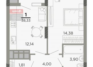 Продается 1-ком. квартира, 38.33 м2, Рязань, Совхозная улица, 6, ЖК Мартовский