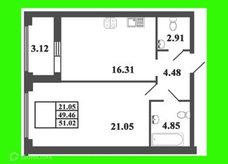 Продажа однокомнатной квартиры, 51.02 м2, Санкт-Петербург, Петровский проспект, 22к2, метро Крестовский остров