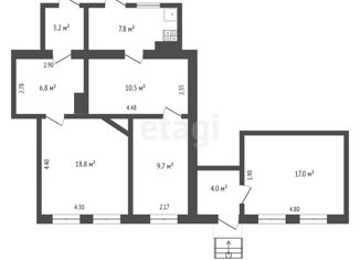 Продается многокомнатная квартира, 77.8 м2, Симферополь, Грузовой переулок, 6