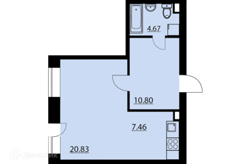 Продается квартира студия, 44.92 м2, посёлок Солнечный, Кленовая улица, 1