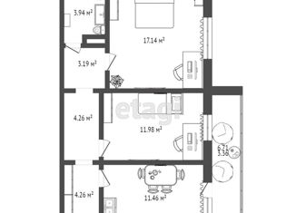Продаю двухкомнатную квартиру, 59.59 м2, Тюмень, Ленинский округ, Алматинская улица, 12