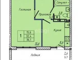 Продаю однокомнатную квартиру, 36.1 м2, Кемерово, проспект Химиков, 84/4, ЖК Восточный