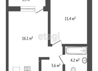 Продается 1-ком. квартира, 35.5 м2, Тюмень, улица Николая Глебова, 3с11, ЖК Гранд Квартал