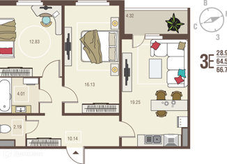 Продаю 2-комнатную квартиру, 66.71 м2, село Новая Усмань, бульвар Художников, 2В
