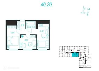 Продается 2-комнатная квартира, 46.262 м2, Тульская область, Самоварная улица, 7