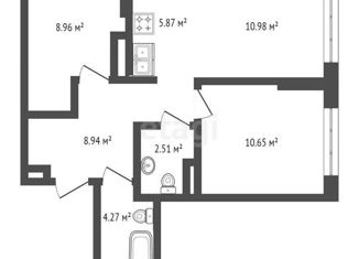 Трехкомнатная квартира на продажу, 52.1 м2, Тюмень, ЖК Колумб, улица Первооткрывателей, 2