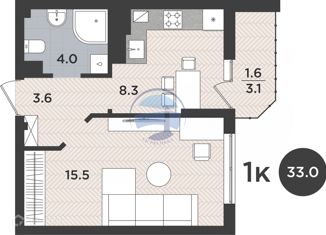 Однокомнатная квартира на продажу, 33 м2, Калининград, Тихорецкий проезд, 5к1