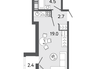 Продается квартира студия, 26.2 м2, Санкт-Петербург, Плесецкая улица, 17, ЖК Ультра Сити