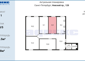 Продаю комнату, 86.5 м2, Санкт-Петербург, Невский проспект, 128, Невский проспект