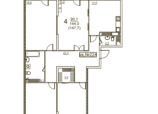 Продажа 4-ком. квартиры, 147.7 м2, Москва, улица Эльдара Рязанова, 2, улица Эльдара Рязанова