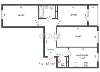 Продажа 3-комнатной квартиры, 88.9 м2, Екатеринбург, метро Площадь 1905 года, улица Евгения Савкова, 3