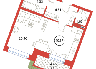Продается квартира студия, 40.37 м2, Санкт-Петербург, Плесецкая улица, 6, ЖК Ариосто