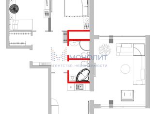 3-ком. квартира на продажу, 101 м2, слобода Подновье, Лысогорская улица, 89к2, ЖК Монолит