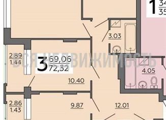 Продается 3-комнатная квартира, 65.49 м2, Воронеж, улица 121 Стрелковой Дивизии, ЖК Суворов-Сити