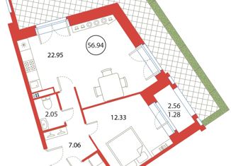 Продажа однокомнатной квартиры, 56.94 м2, Санкт-Петербург, Плесецкая улица, 4, ЖК Ариосто
