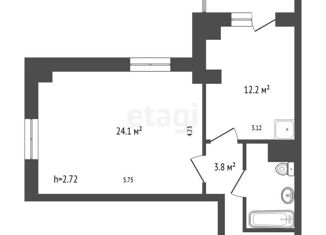 Продам 1-ком. квартиру, 47 м2, Красноярск, ЖК КБС. Берег, Прибойная улица, 37/1