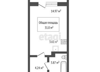 Продаю квартиру студию, 31 м2, Новосибирск, улица Даргомыжского, 8Встр, улица Даргомыжского