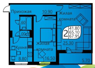 Двухкомнатная квартира на продажу, 64.1 м2, Пермь, улица Гашкова, 55, ЖК Мотовилихинский