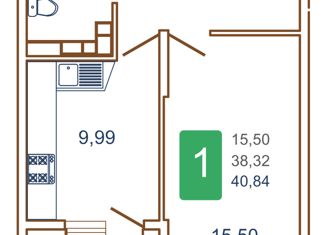 Продажа 1-ком. квартиры, 42.25 м2, Краснодар, улица Кирилла Россинского, 3/1, улица Кирилла Россинского