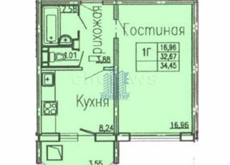 1-комнатная квартира на продажу, 36 м2, Чувашия, улица П.В. Дементьева, 15к1