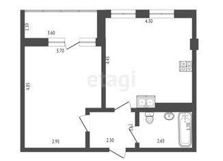 Продам 1-комнатную квартиру, 45.45 м2, село Мирное, Щедрая улица, 4