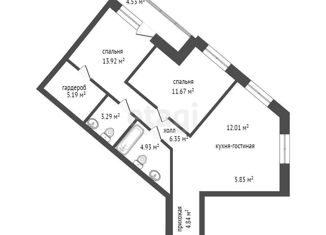 3-комнатная квартира на продажу, 70.5 м2, Красноярск, улица Петра Подзолкова, 12