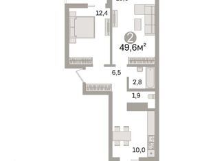 2-комнатная квартира на продажу, 49.6 м2, Краснодар, Магистральная улица, 11к2, микрорайон КСК